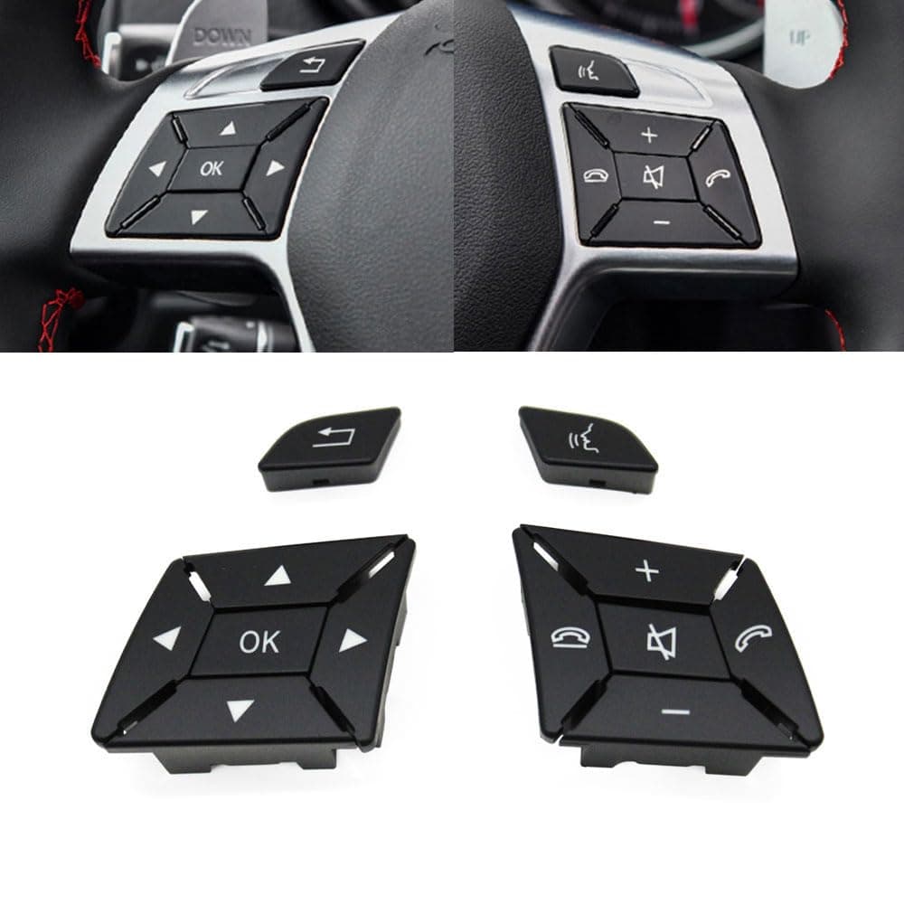 Steering Wheel Buttons, Interior Black Steering Wheel Control Button Key Replacement for Mercedes Benz A B C E GLA GLK Class W204 X204 W212 W218 W156 W176 W117 W172 W246 (Model A Black)
