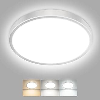 hepside LED Ceiling Light,3000K/4000K/6500K 3 Color Temperature, Waterproof IP54 LED Ceiling Lamp, Modern,Round Flush Ceiling Light for Bathroom,Bedroom, Kitchen, HallwayØ18CM(Brushed Nickel)