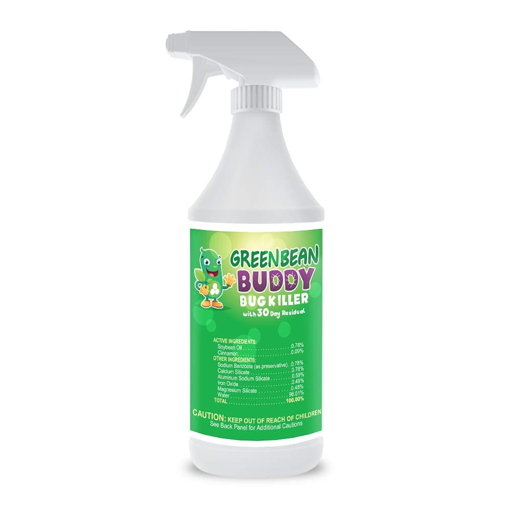Green Bean Buddy Bed Bug Killer That Works, Roach Killer, Flea and Tick Killer, Beetle, Mite Spray with Residual Protection, Child & Pet Friendly, 32oz
