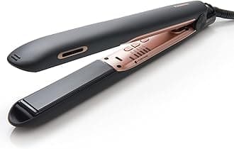 Panasonic nanoe 1” Flat Iron for Healthy, Shiny Hair, Hair Styling Iron with Ceramic Plates and Intuitive Heat Technology, for Straightening, Smoothing and Curling – EH-HS99-K (Black / Rose Gold)