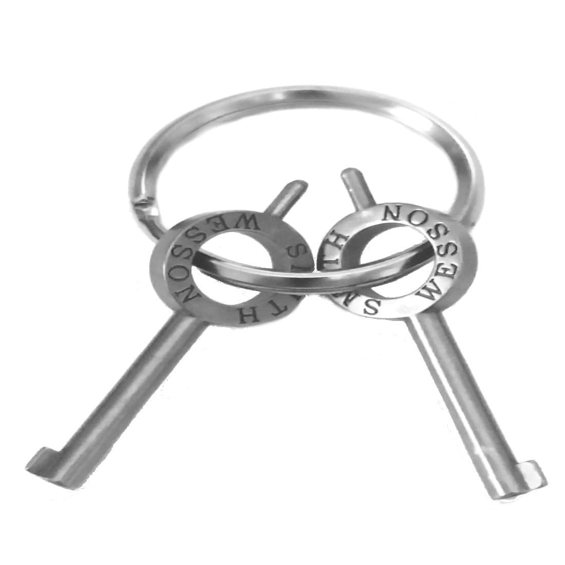 2 Authentic S&W Handcuff Key Compatible with Smith & Wesson Models 100, 300, 1850, 1900 with Key Ring