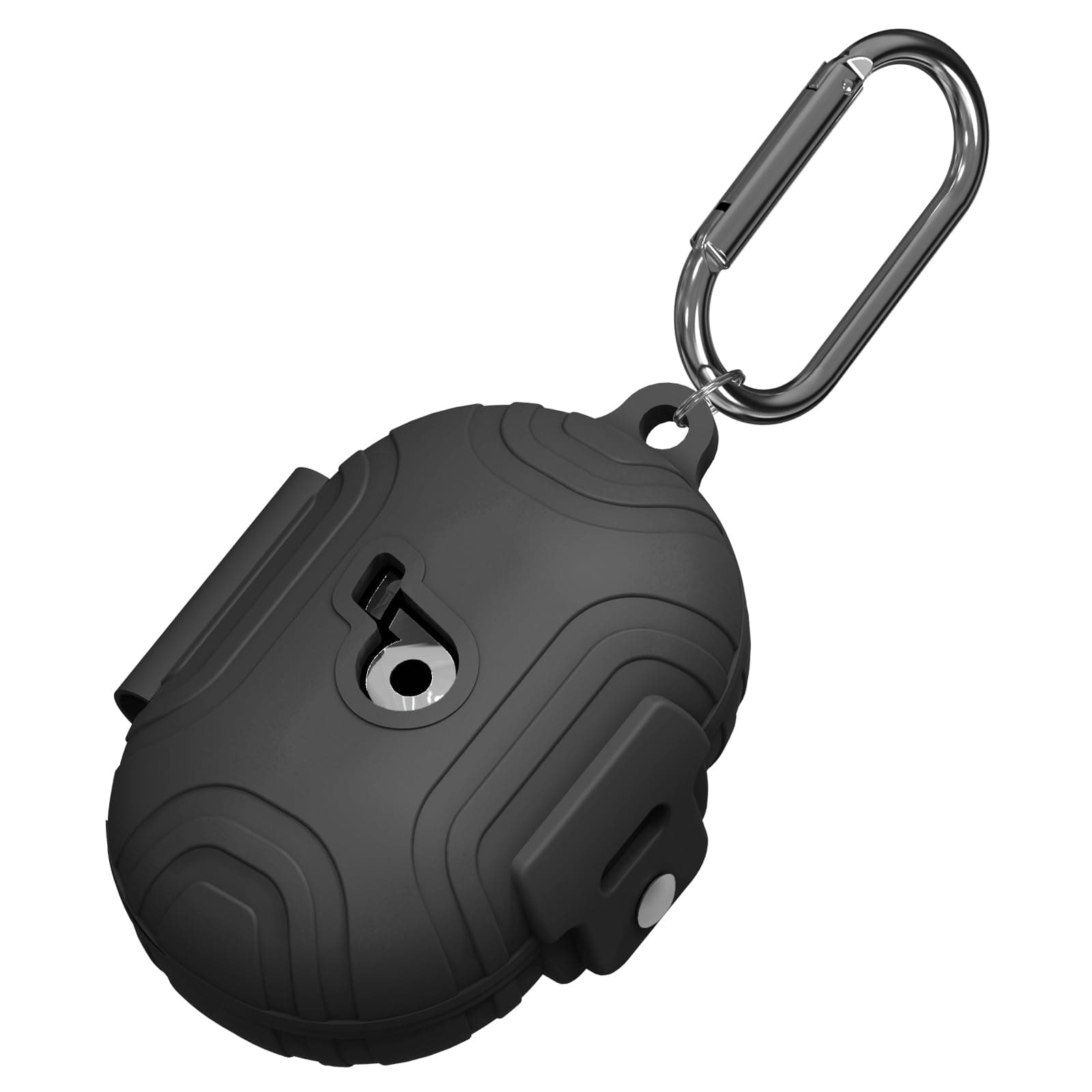 [Lock Buckle] Case Cover Compatible with Anker Soundcore Space A40, Soft Silicone Case for Soundcore Space A40, Shockproof Anti-Scratch Protective Cover with Carabiner (Black)