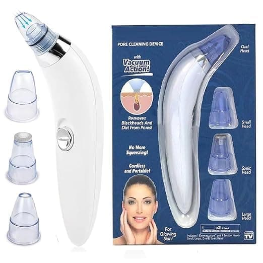 4-in-1 Blackhead Remover – Multi-Function Pore Cleaner, Acne Extractor & Vacuum Suction Tool for Men & Women (White)