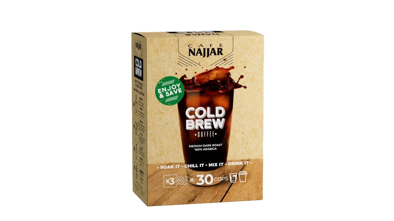 Najjar Cold Brew Medium Dark Roast Coffee Pods 85g, Pack of 3