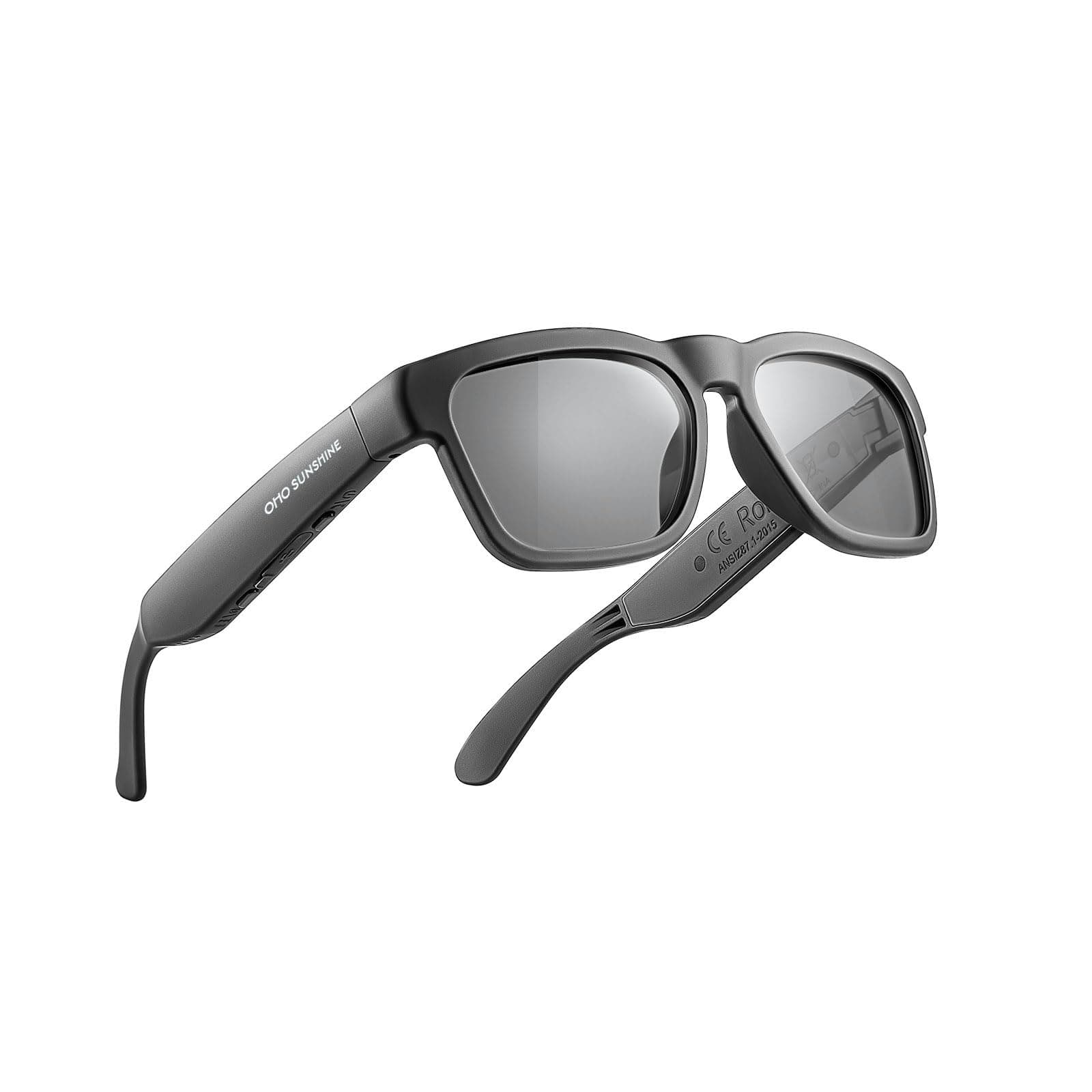 OhO Bluetooth Sunglasses,Voice Control and Open Ear Style Smart Glasses Listen Music and Calls with Volume UP and Down,Bluetooth 5.0 Audio Glasses with Transitional Lens