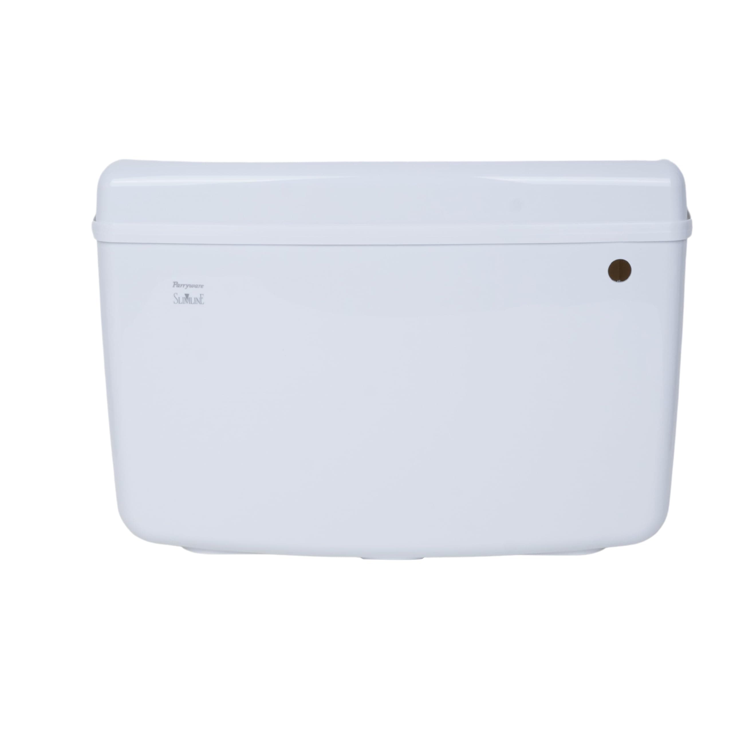 PARRYWARE Slimline Series Polymer/PVC Single Flush System Exposed Cistern/Flush Tank (White) | 10L, Right Side, Front Lever | for Western (WC) or Indian Commodes | E80901C