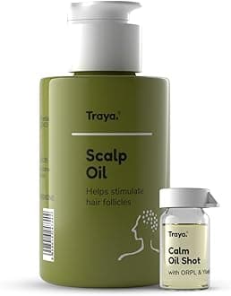 Traya Scalp Oil with Calm Oil Shots for Stress Relief and Calm Sleep | Contains Coconut, Bhringraj for Hair, Ylang Ylang Essential and ORPL(87ml)