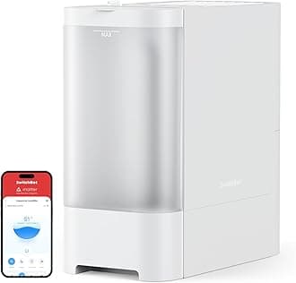 SwitchBotEvaporative Humidifier 4.5L, Auto-Refill with S10, 750ml/h, No Mist, No White Dust, Tap Water Fillable, Top Fill, Washable Filter, for Baby, Nursery, Plants, Work with Matter, HomeKit, Alexa