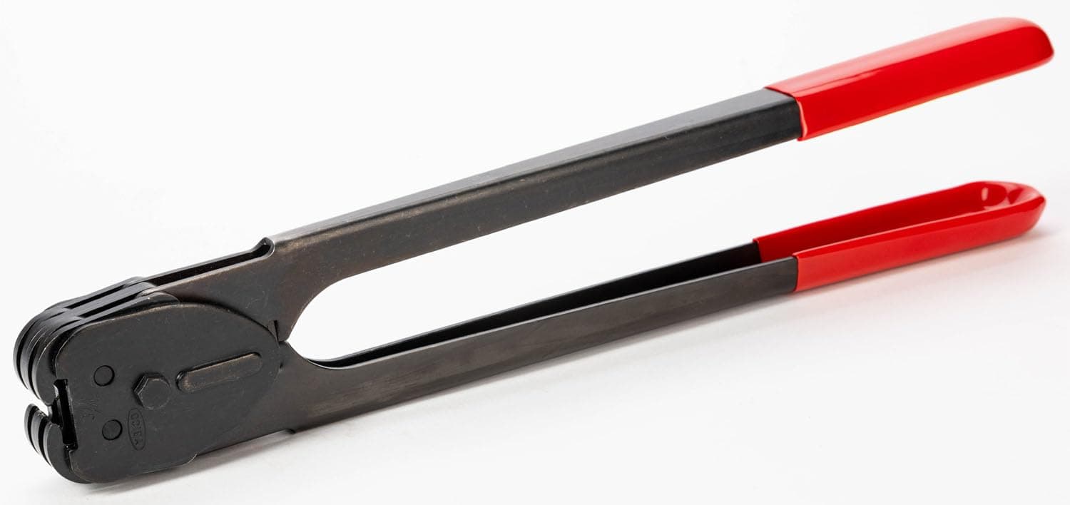 C-3126 Double Notched Front Action Sealer/Crimper for 3/4" Steel Strapping – Durable Tool with Long Handle – Good for Horizontal and Vertical Operation – Heat-Treated Wearing Steel Parts