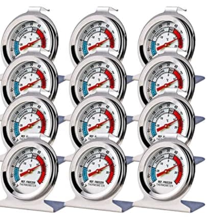 12 Pack Refrigerator Freezer Thermometer Large Dial Analog Thermometer