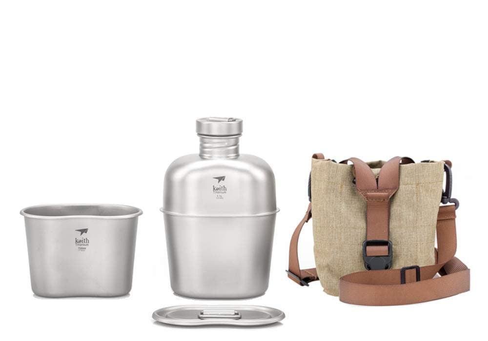 Titanium Authentic Ti3060 Plastic-Free Canteen Mess Kit - Ultralight Carry Pouch ●●●●●●● Celebrating Over a Decade: Special Milestone Price for The Canteen Legacy!