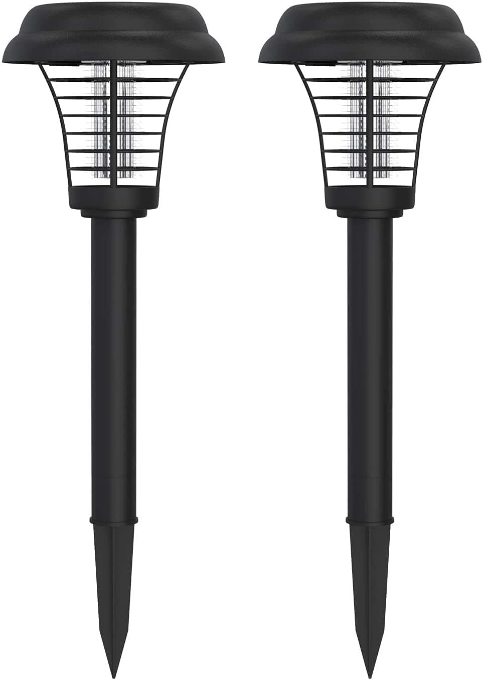 2Pcs Solar Powered Bug Zapper LED Light Insect Mosquito Killer Lamp for Indoor Outdoor Use