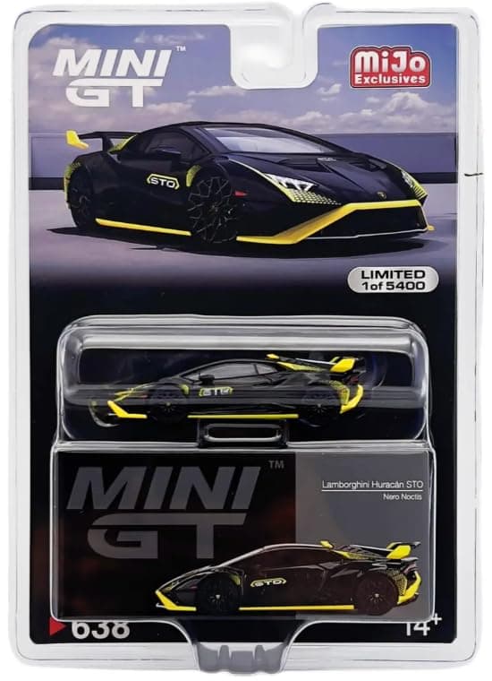 True Scale Model Car Compatible with Lamborghini Huracán STO Nero Noctis Limited Edition 1/64 Diecast Model Car MGT00638