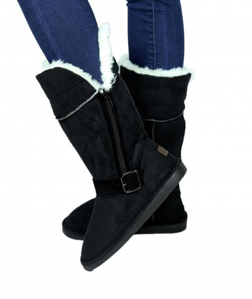 UniqueFashion Women's Foldable Boots with Fur Lining