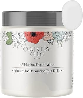 Country Chic All-in-One Chalk Paint for Furniture, Cabinets, Home Decor, Crafts, Eco-Friendly, Matte Finish, Built-In Primer & Top Coat for Wood, Metal - Heavenly (off-white) Pint (16 oz)