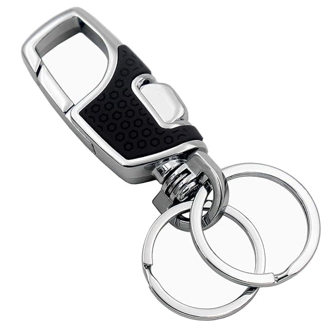 Metal Key Chain With (2 Extra Rings And Gift Box) Heavy Duty Car Keychain For Men Women - Black
