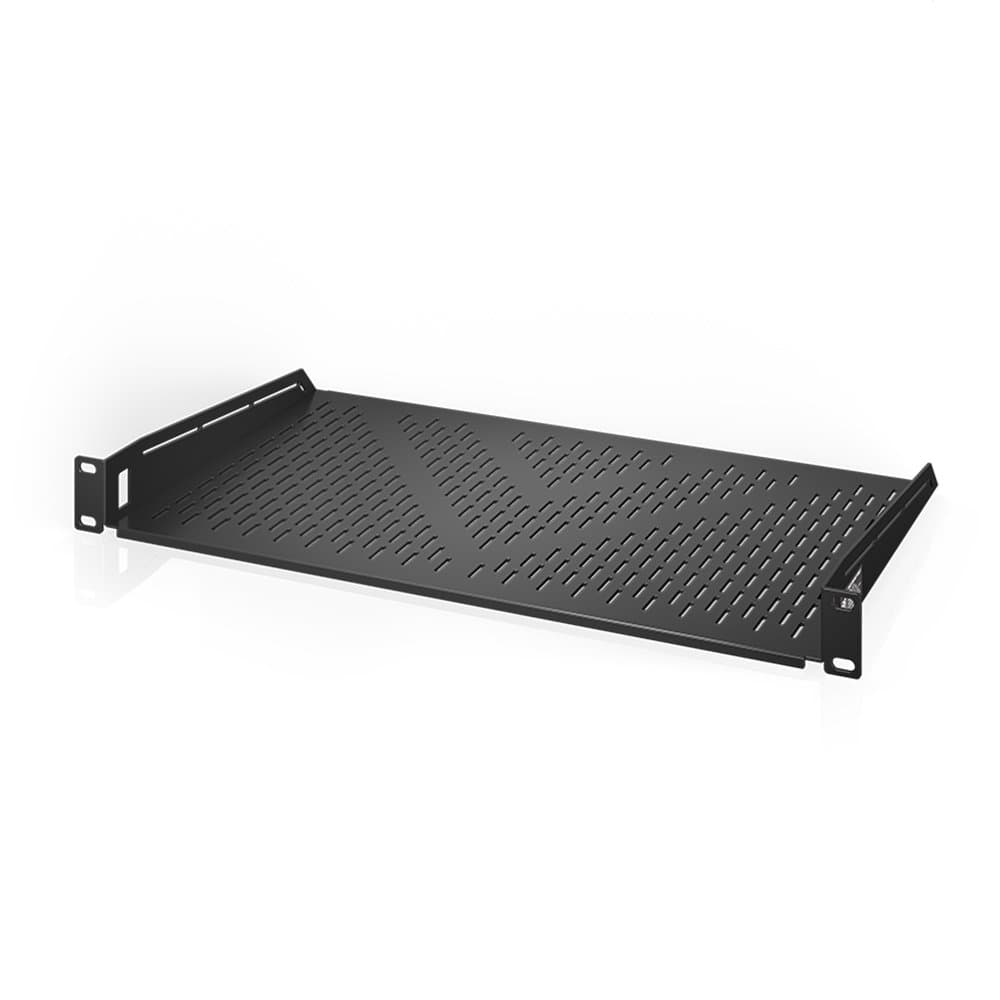 AC Infinity Vented Cantilever 1U Universal Rack Shelf, for 19 equipment racks. Heavy-Duty 2.4mm Cold Rolled Steel, 60lbs Capacity