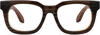 Zeelool Retro Thick Rectangle Wood Arm Eyeglasses Frame for Men Non-prescription Clear Lens Sam FP0432-03 Brown
