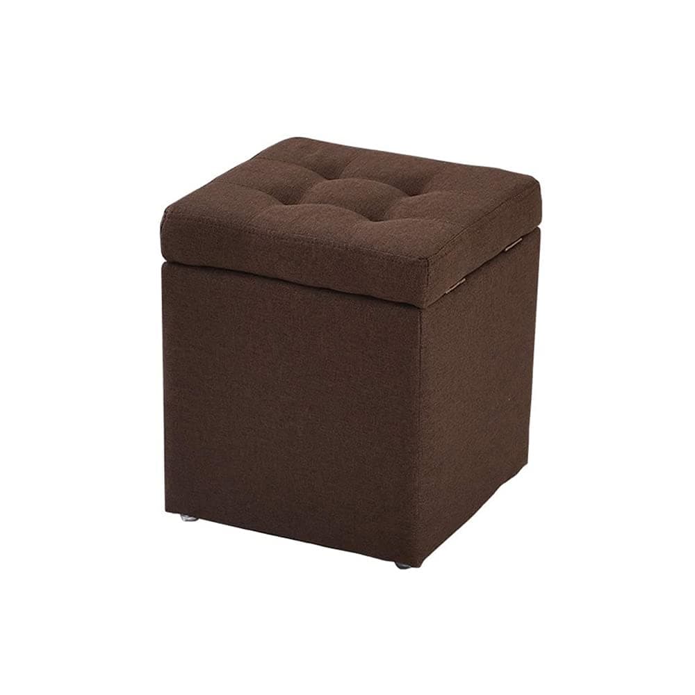 LINGWEI Foot rest Stool Storage, Footstool Seat Square Bronzing cloth Chest Footrest Modern Home Living Room Bedroom. (Brown)