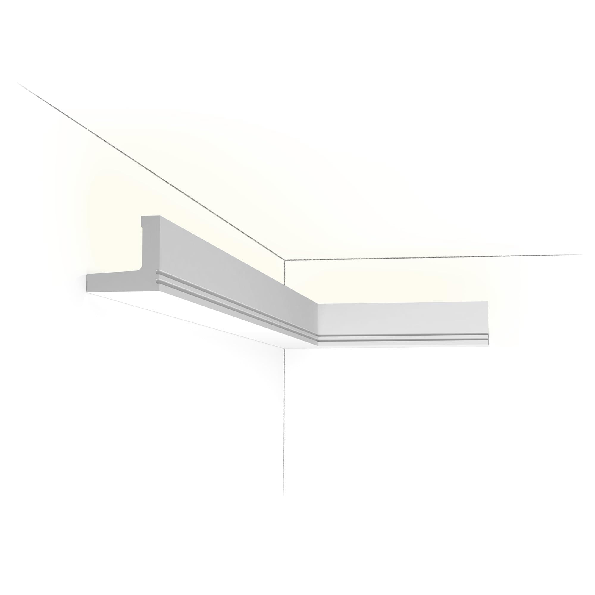 Orac Decor C361 | High Density High Density Polyurethane Foam Crown Moulding for Indirect Lighting and Hiding Wires Cornice Molding | Primed White | 2-3/4in Face x 78in Long