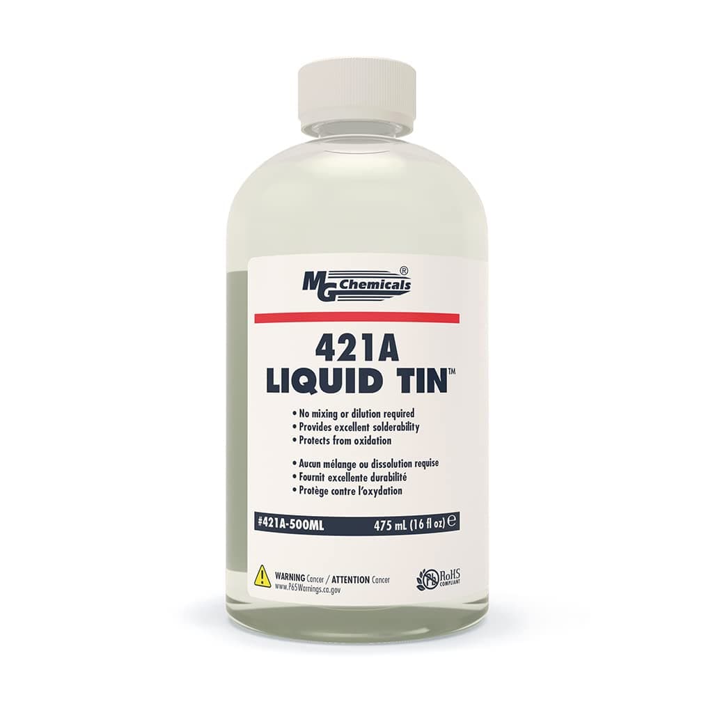421A Liquid Tin, Tin Plating Solution, 500mL Bottle, Clear Yellow