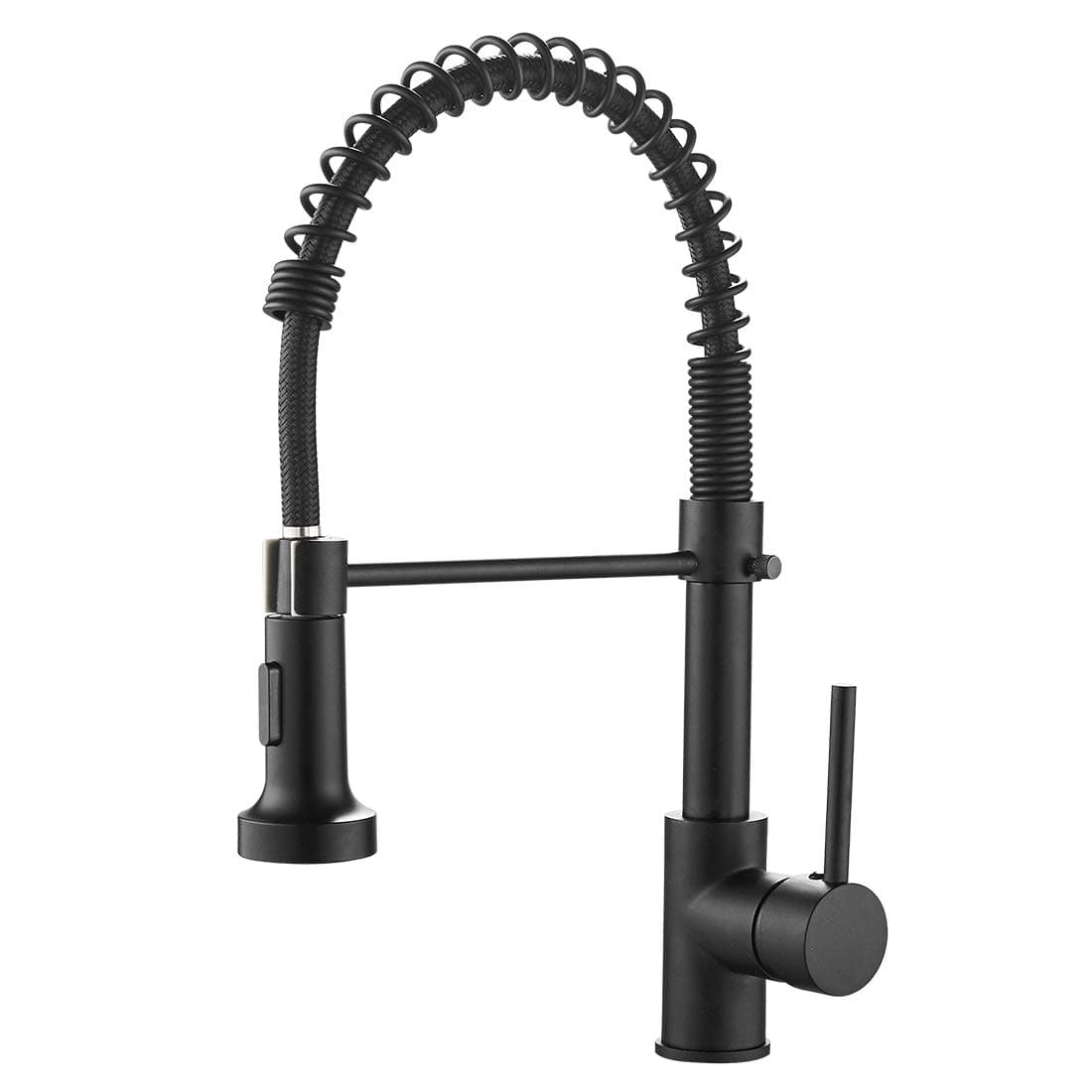 OWOFAN Black Kitchen Faucet with Pull Down Sprayer Stainless Steel Single Handle Pull Out Spring Sink Faucets 1 Hole Or 3 Hole Dual Function for Farmhouse Camper Laundry Utility Rv Wet Bar