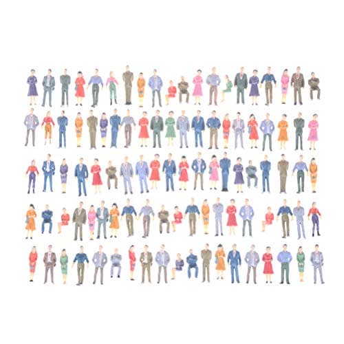 Dengguoli 100 Pcs 1:50 Scale Tiny People Figures, Painted Coloful Human Model Toys