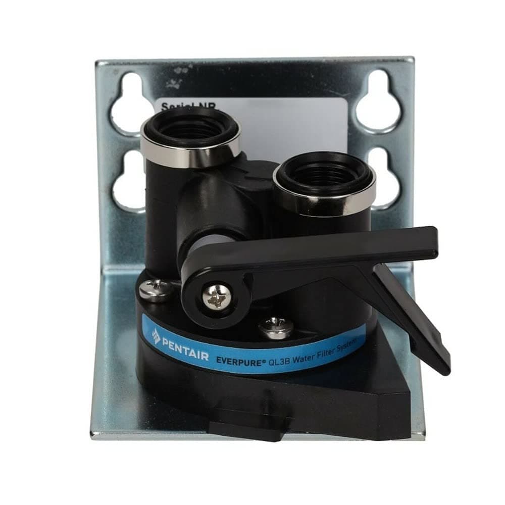 Pentek Everpure QL3B Filter Head with 3/8 Inch Push Fittings and Shut Off