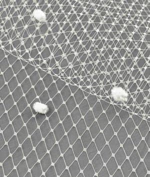 Ivory Dotted Russian Netting Fabric - by the Yard
