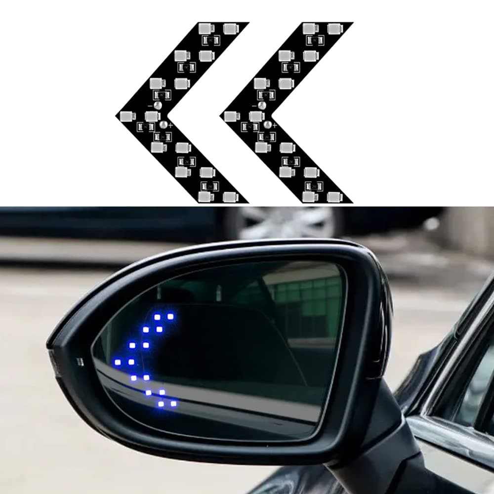 2PCS 14-SMD LED Arrow Panel Lights, Auto Parts Concealed LED Marker Clearance Light for Car Rearview Mirror Indicator Turn Signal Sequential Light Bulb Motorcycle Tail Lights (Blue)