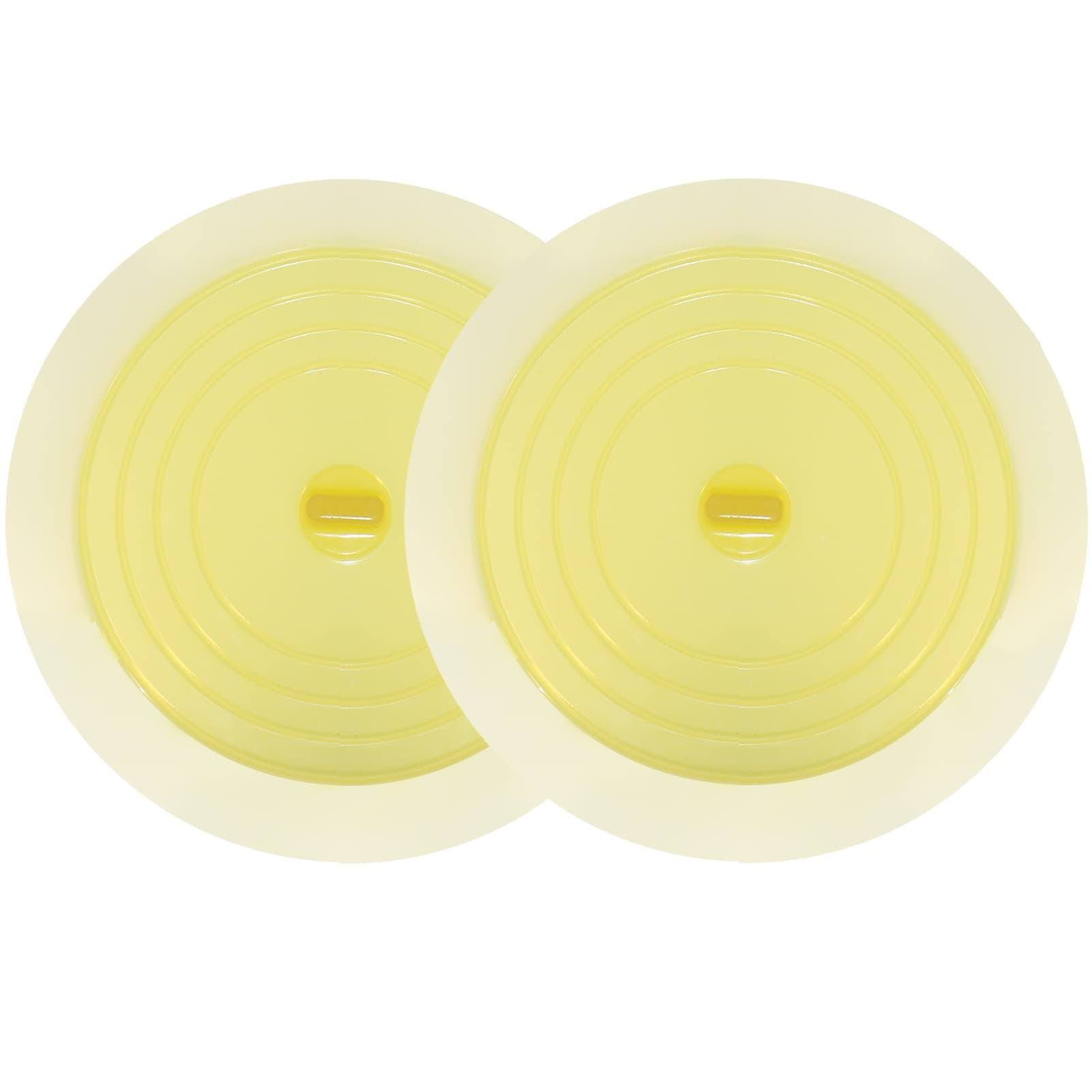 V-TOP Bathtub Drain Plug 2 Pack, 6 inches Large Silicone Tub Stopper Hair Stopper Flat Suction Cover for Kitchen Bathroom and Laundry (Yellow Transparent)