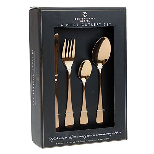 Contemporary Copper16 Piece Cutlery Set - Plain