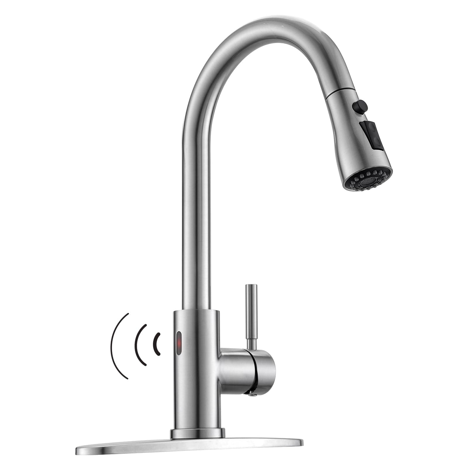 WEWE Touchless Kitchen Faucet with Pull Down Sprayer - Single Handle Kitchen Faucets Smart Motion Sensor Stainless Steel Brushed Nickel Sink Faucet