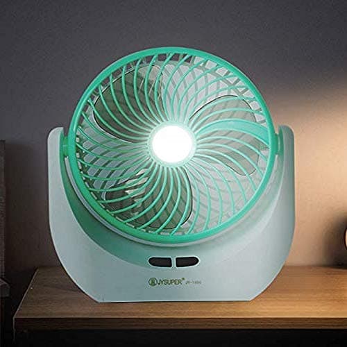 KLAY LED Light Multi Function Powerful Rechargeable Table Desk Fan (Multicolour)