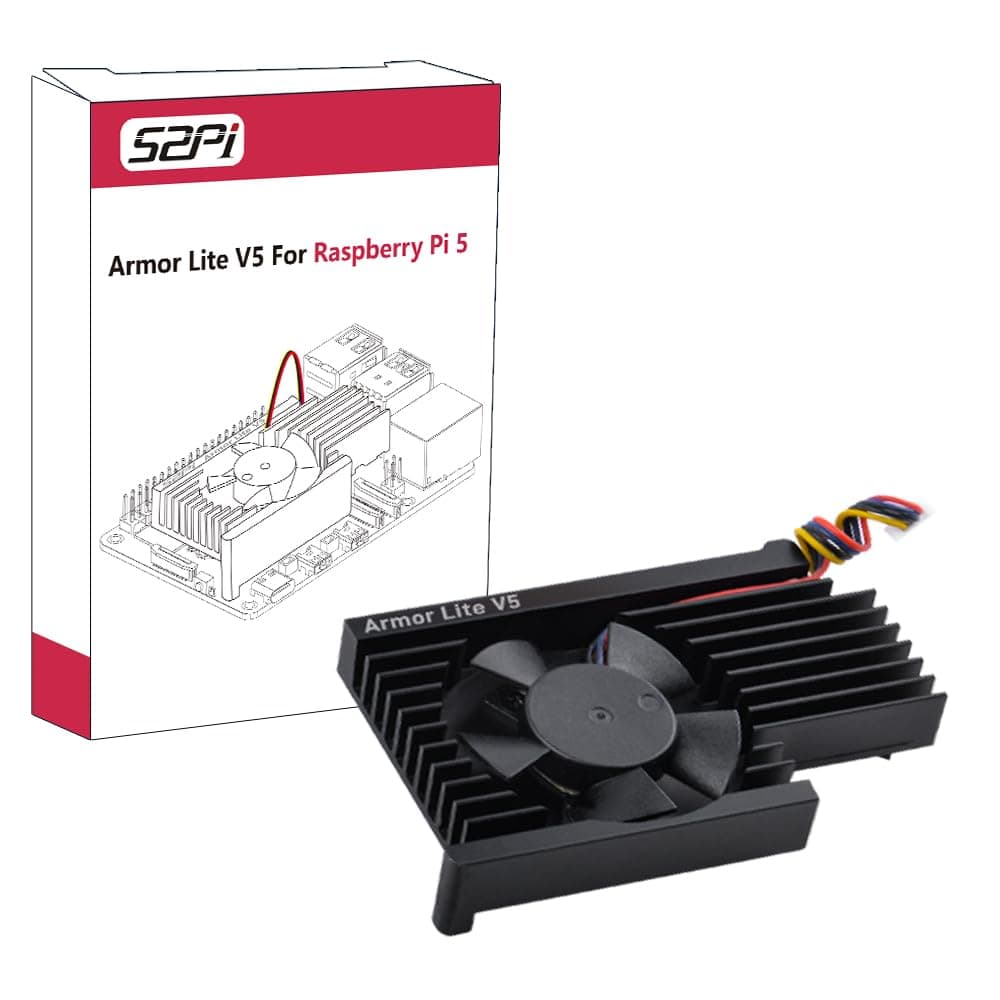 Geeekpi Active Cooler For Raspberry Pi 5, Armor Lite V5 Aluminum Heatsink And Cooling Fan 5 4Gb/8Gb