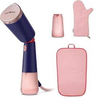 PHILIPS STH 5030/20 Handheld Garment Steamer, Two Water Tanks Glove Pouch & Mat Included, Hand Baggage Friendly Design, Adjustable Head for Horizontal & Vertical Steaming- No Burns Guaranteed,1400Watt