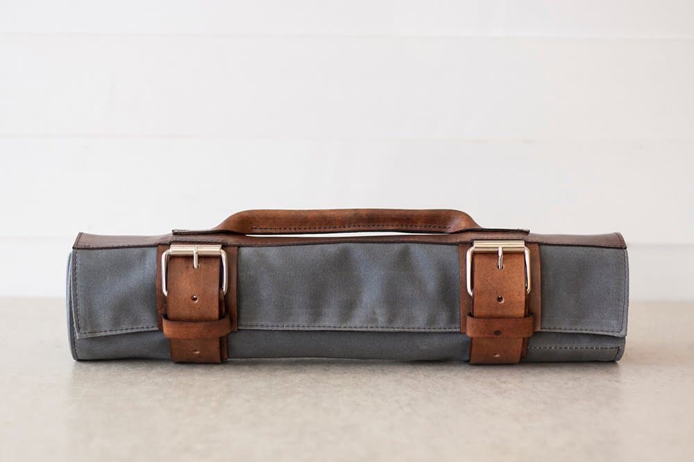 Waxed Canvas Chef's Roll: Grey and Bison