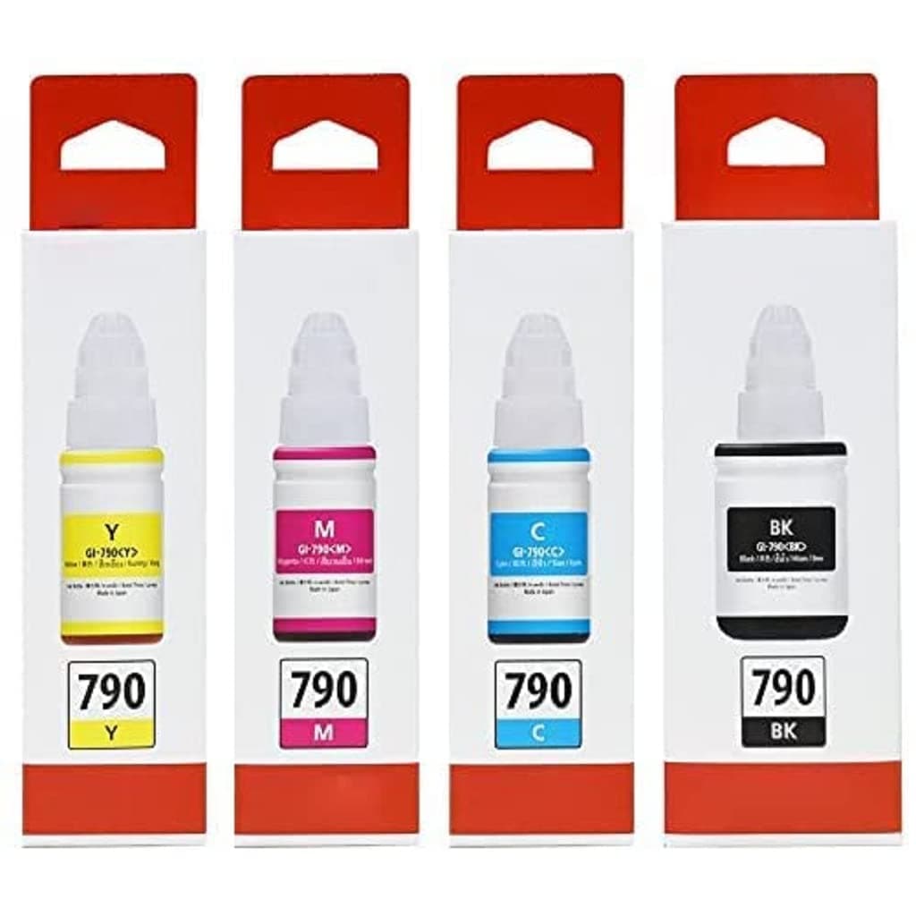 - GI-790 Multicolor Ink Bottle Compatible Pixma Printer Ink for G1010 G2000 G2002 G2010 G2012 G3000 G3010 G3012 G4010 B-90ML C/Y/M(70ml) Pack of 4