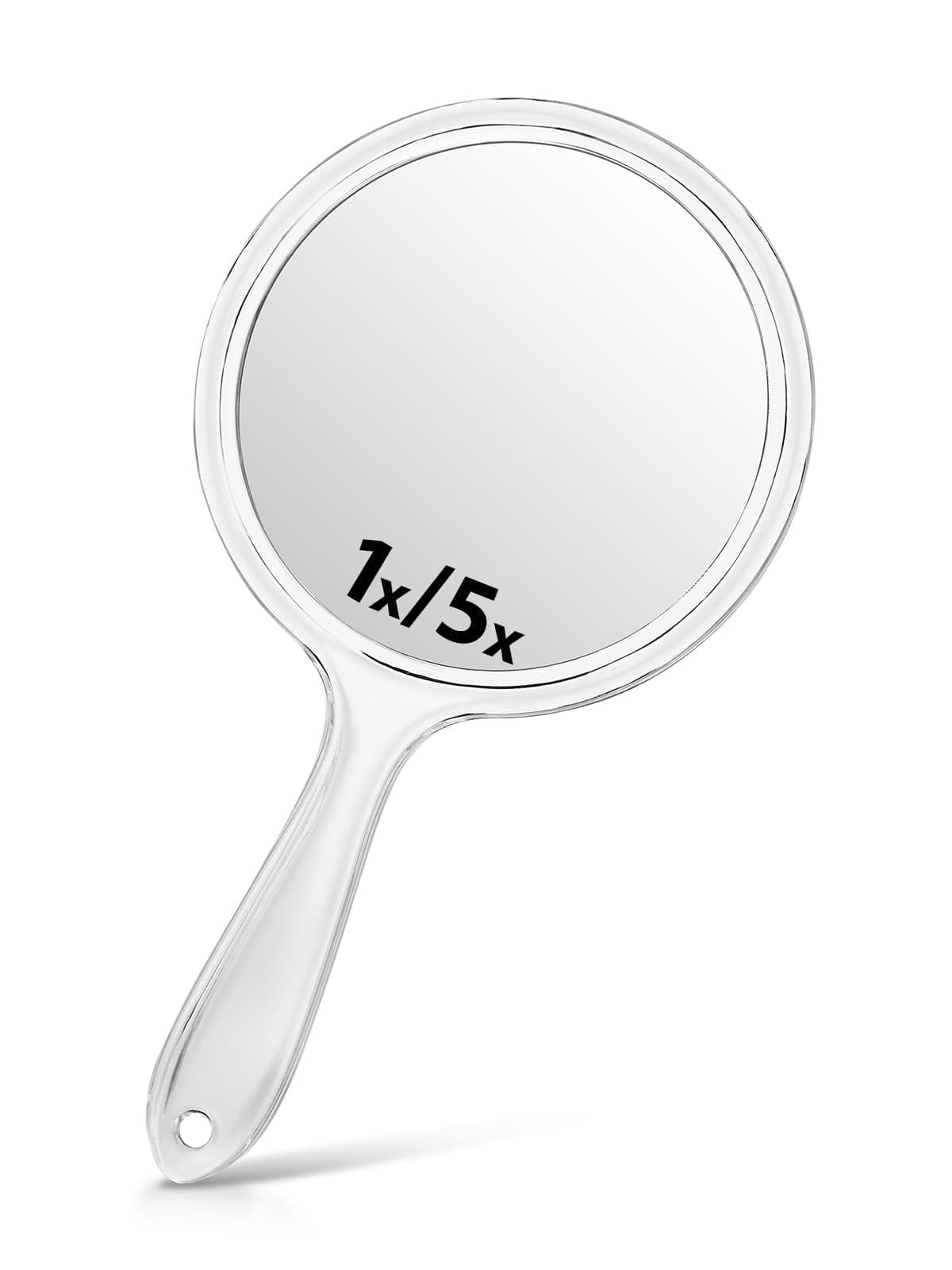 Hand Mirror, Double-Sided 1X/5X Magnifying Mirror with Handle, Acrylic, 4.5 x 8.3 inches, Clear, Pack of 1