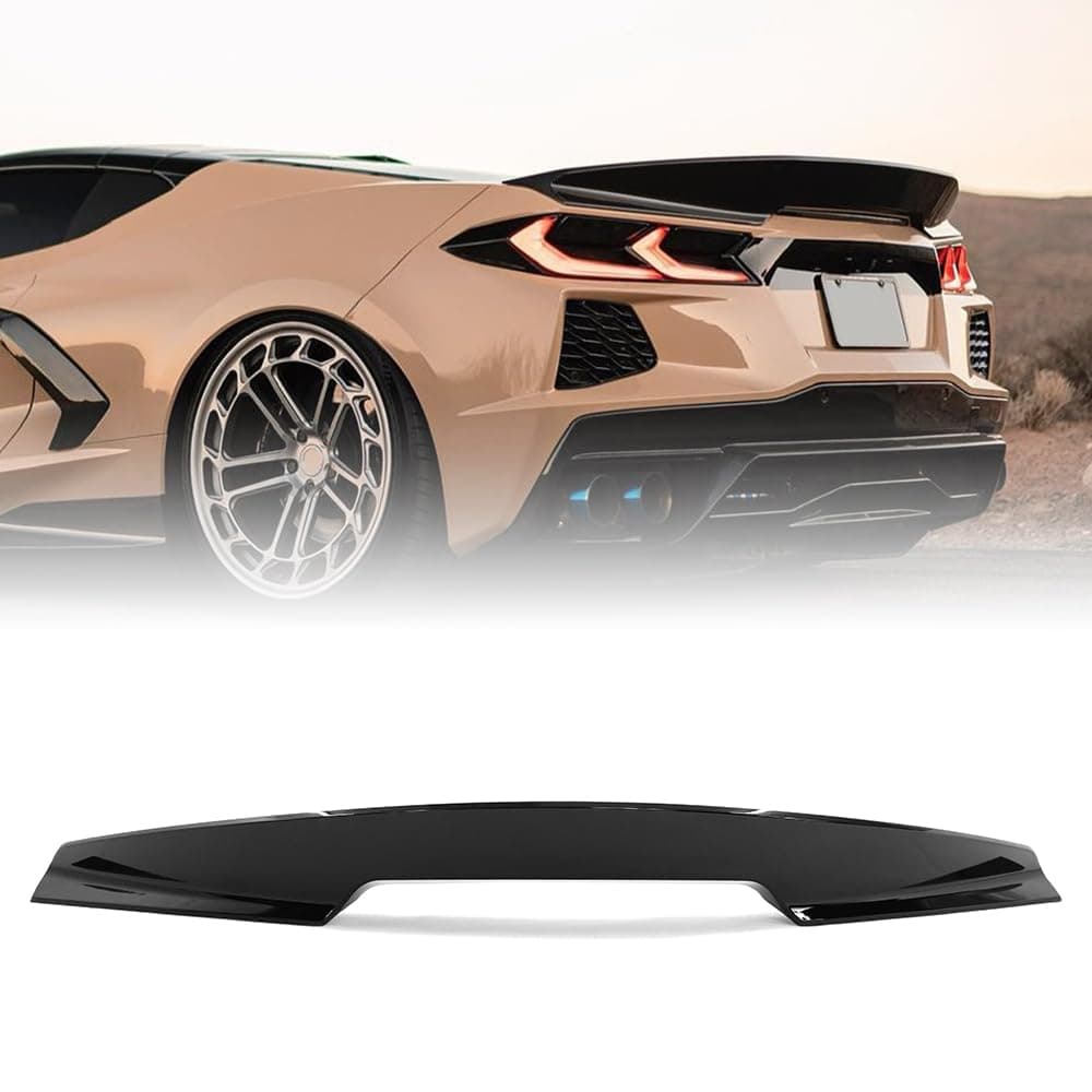 Trunk Spoiler Compatible with 2020-2025 Chevy Corvette C8 Stingray/Z51, ABS Plastic Gloss Black RSC Style Rear Trunk Tail Lid Racing Spoiler Wing