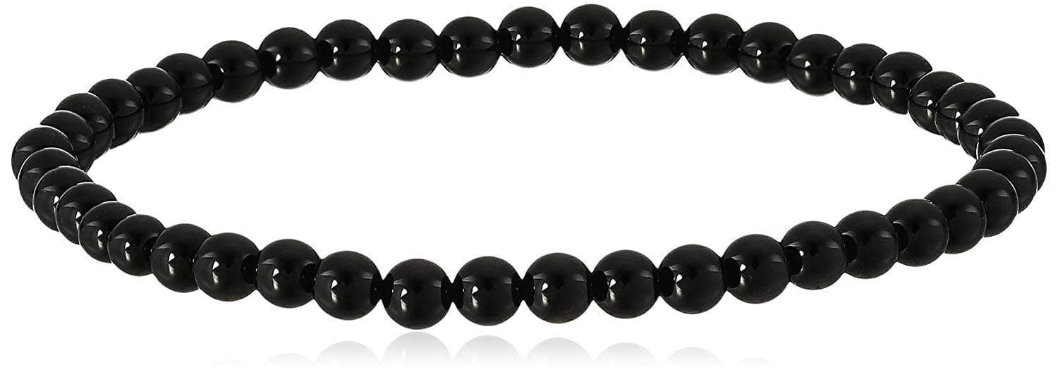 Smooth Round 4mm Black Onyx Stretch Bracelets in Various Sizes (6, 6.5, 7, 7.5, 8 Inches)