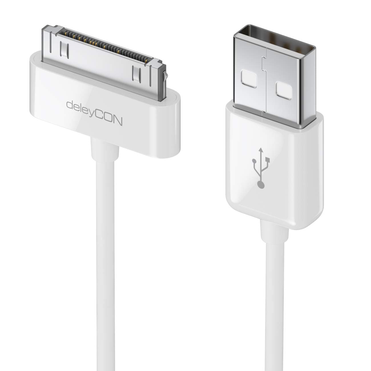 deleyCON 1 m 30-Pin USB Cable Dock Connector Sync Cable Charging Data Cable Compatible with iPhone 4s 4 3GS 3G iPad iPod - White