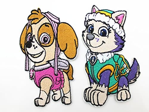 2pc Paw Patrol Skye & Everest Embroidered Patch Iron on Applique Patch