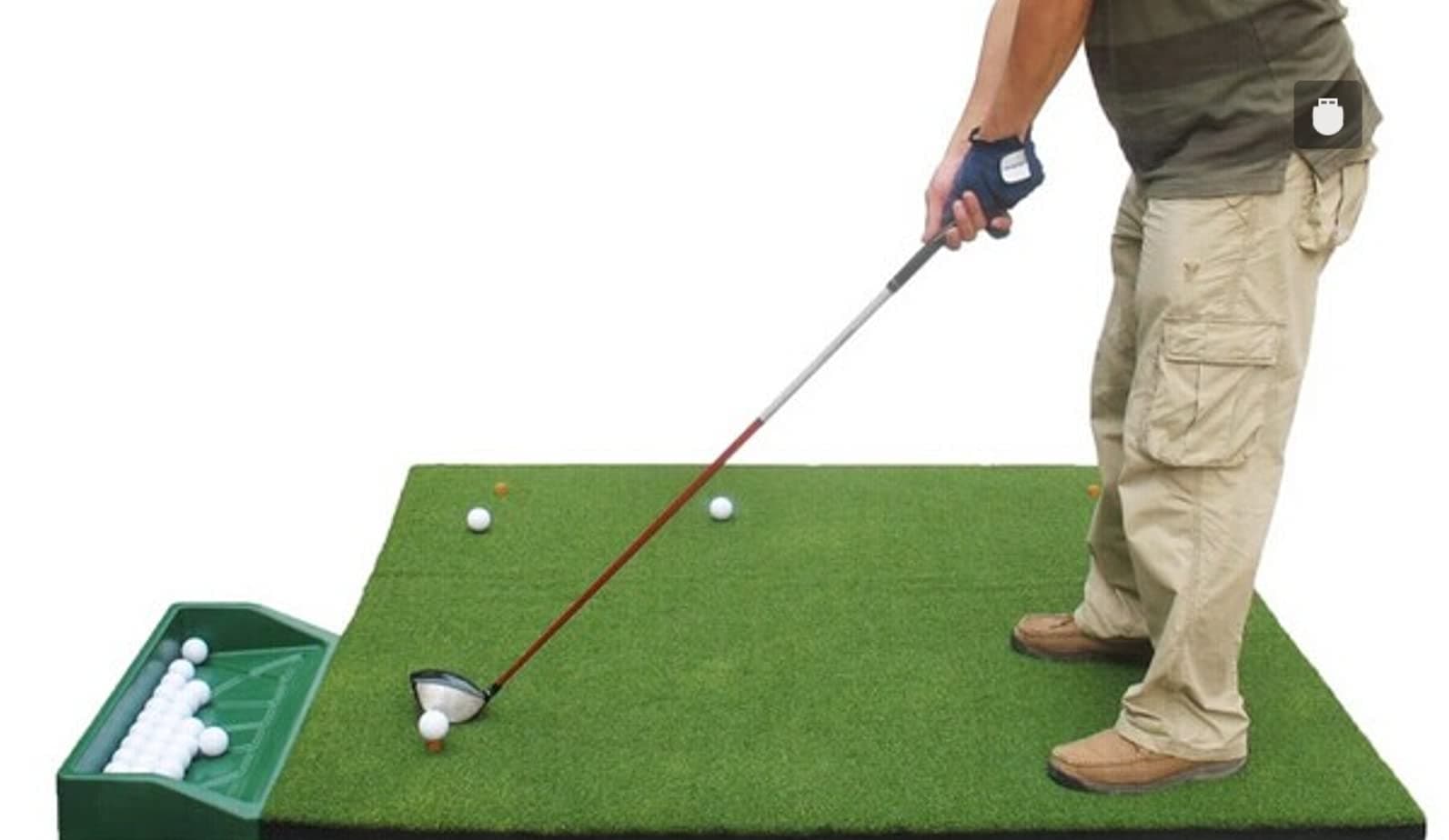 P4G 3.3' x 5' Primary Putting Practice Mat Golf Hitting Mat with 12mm Nylon Turf, Your Size Including one 12mm Rubber Teequipment