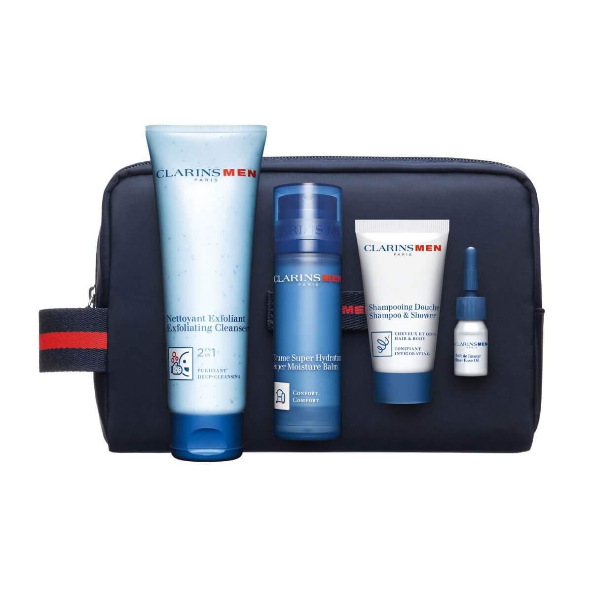 Clarins Men Hydration Essentials Gift Set With Wash Bag