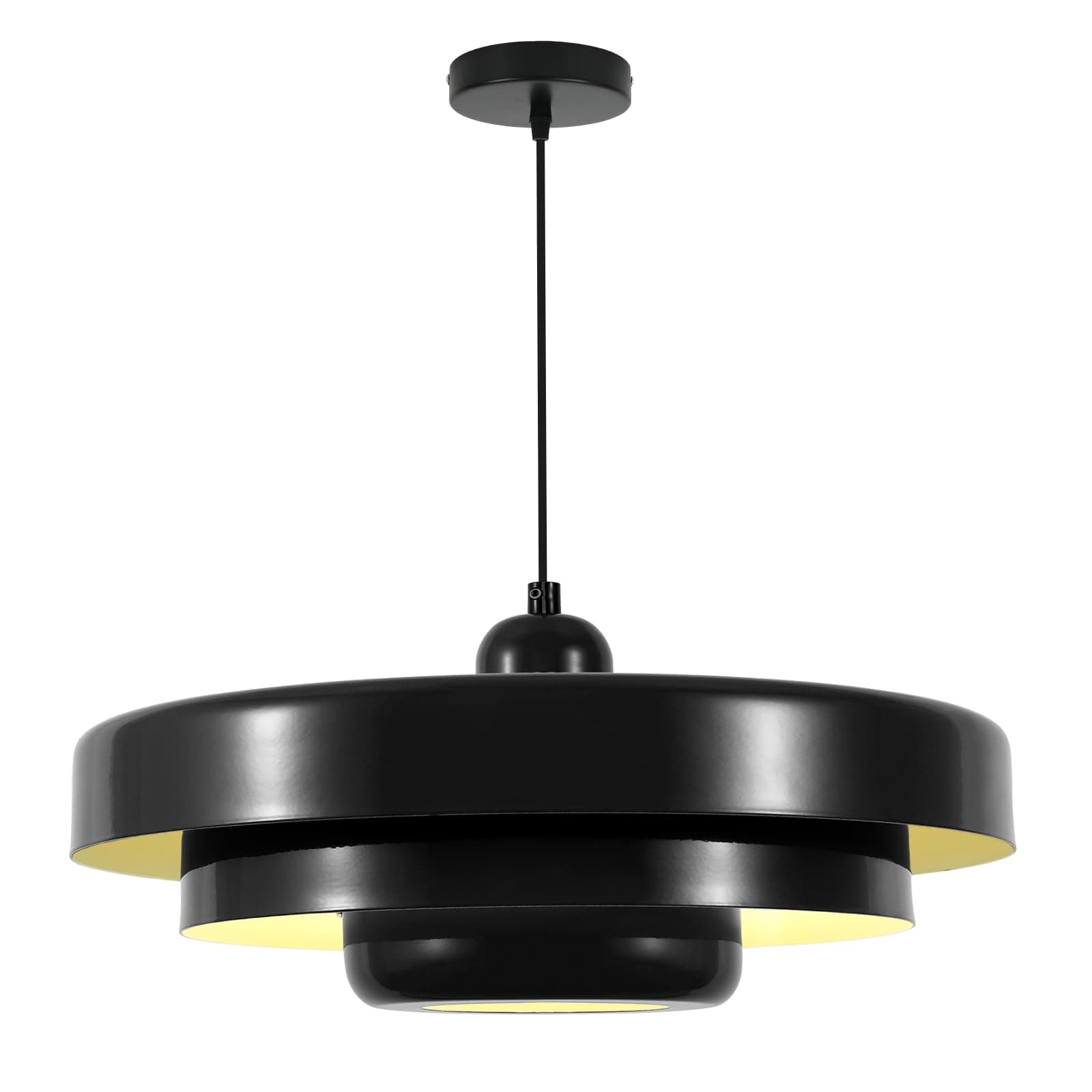 Black Dome Pendant Light, 17.7" Adjustable Nordic Flush Mount Chandelier for Kitchen Island Over Sink, Contemporary Farmhouse Dining Room, Bedroom Lighting