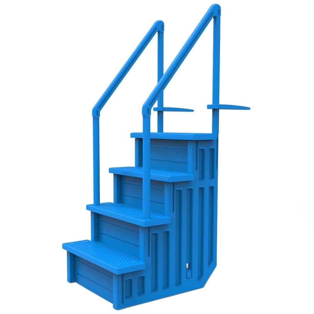 Aqua Select Anti-Slip in-Pool Steps | Blue | for Above Ground Swimming Pools | Can Mount to Decks 48" to 54" H | Safety Stairs Capacity Up to 350 lbs
