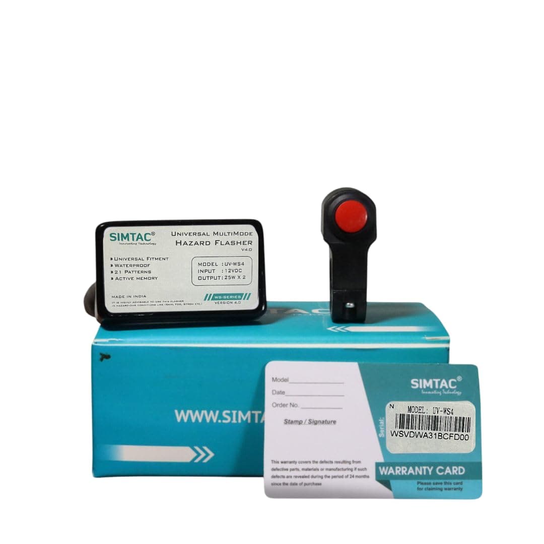 Simtac LED Universal Hazard Flasher [ Wire Fitting ] For Hero | Honda | Bajaj | TVS | Suzuki Motorcycles With 12 Months Warranty