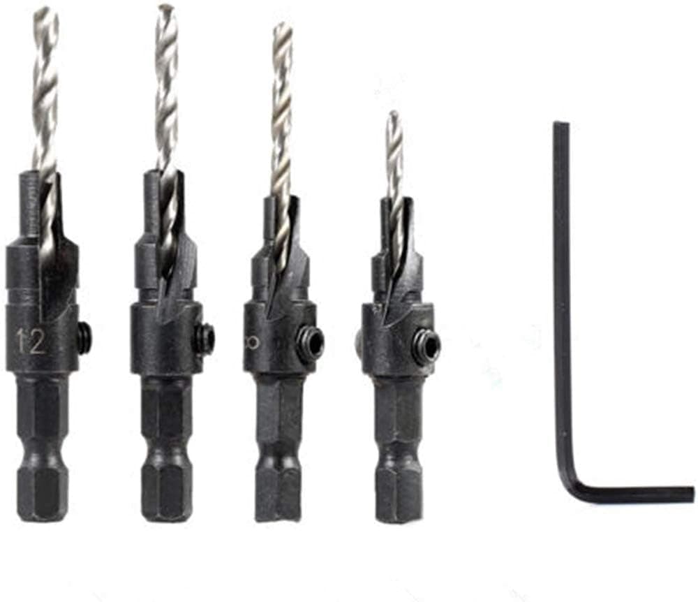 Khazna Wood Countersink Drill Bit Set Boring Counterbore Chamfer Bore Hole Cutter HSS Countersink Drill Bit Quick Change Hex Shank Screw Chamfer Counter for Woodworking