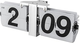 flip Clock, Retro flip Clock, Wall Clock, Tabletop Flip Clock, Battery Operated, Digital Display Screen, Wall-Mounted/Table-top, High Accuracy, Two Types of Installation (White)